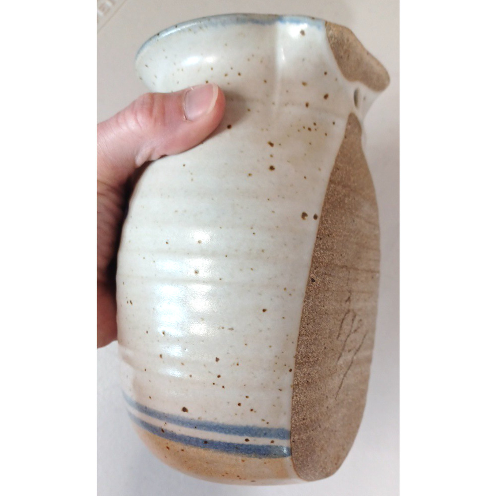 VTG Blue Heart Salt Speckled Stoneware Wall Vase Pocket 7x4 Country Cottage - Picture 15 of 16